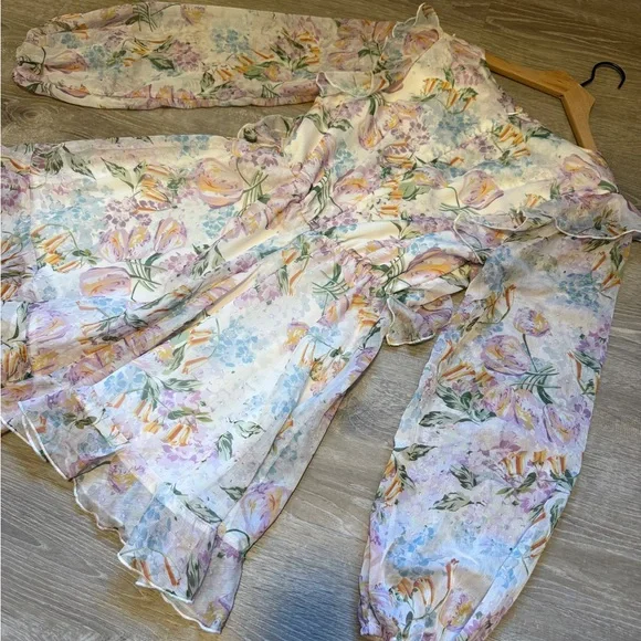 A.PEACH Floral Ruffle Long Sleeve romper - size S- NWT - Picture 6 of 10